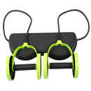 Roue abdominal Kazolen com faixas de resistência para exercícios de core e fortalecimento abdominal, vista da lateral.