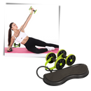 Roue abdominal Kazolen com bandas de resistência, equipamento de treino para fortalecimento do abdômen e exercícios físicos.