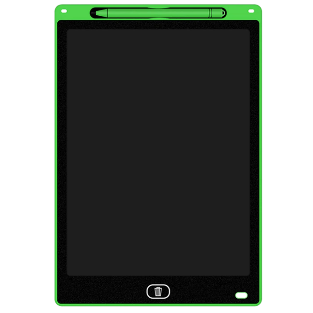 Tablete de desenho LCD para crianças Goolrc, painel verde com interface de desenho e botões de controle.