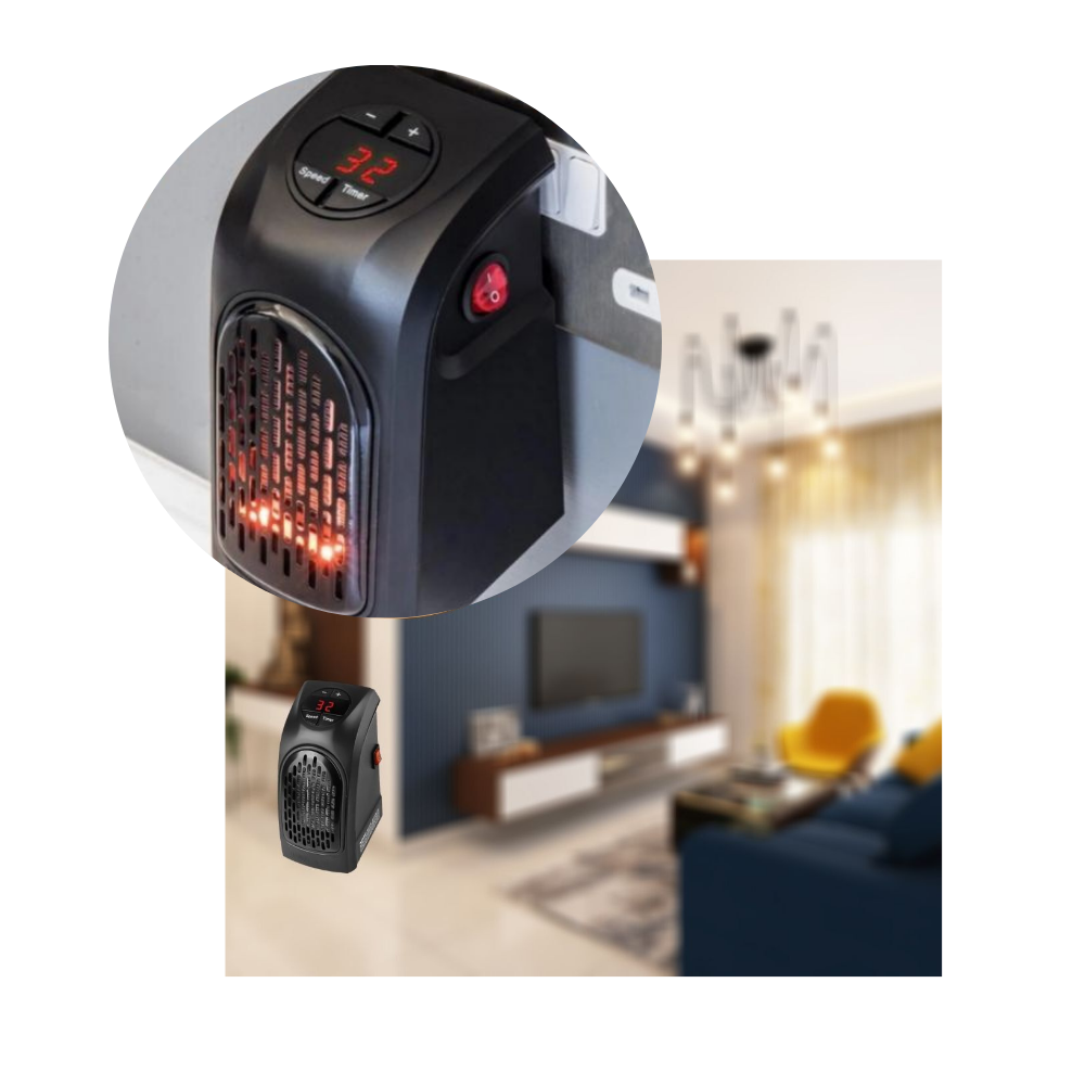 Aquecedor elétrico portátil da Ontel Products Corp, dispositivo compacto de aquecimento rápido para ambientes internos.