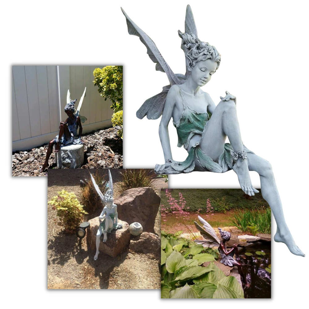 Estátua de fada decorativa para jardim, obra de arte da marca Xiaoluokaixin, peça de decoração ao ar livre com detalhes delicados.