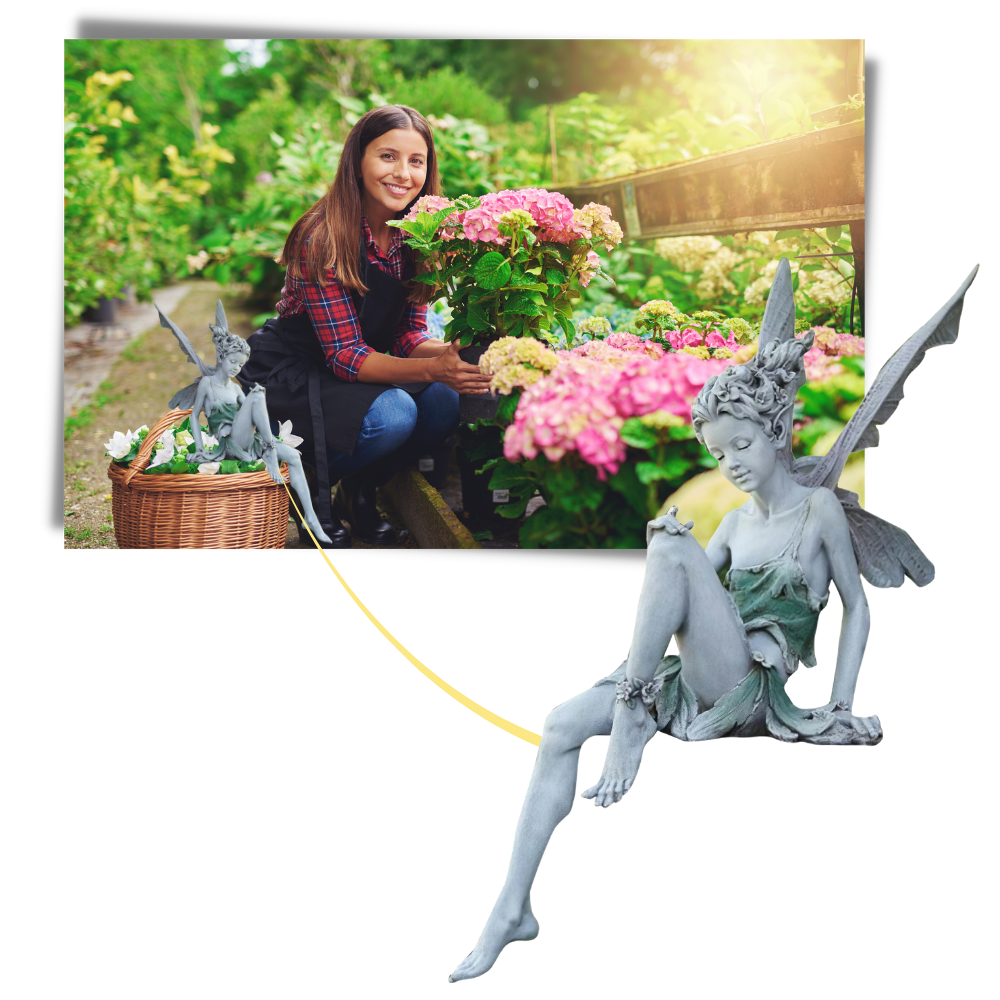 Estátua de fada decorativa para jardim da marca Xiaoluokaixin, obra de arte portátil em forma de fada brilhante.