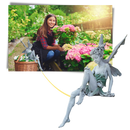 Estátua de fada decorativa para jardim da marca Xiaoluokaixin, obra de arte portátil em forma de fada brilhante.