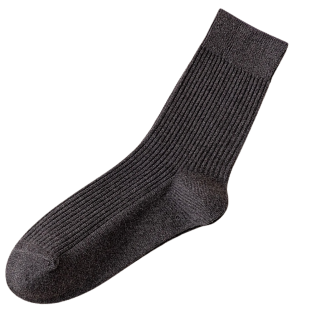 Conjunto de duas meias masculinas de lã com risca em cinza escuro, marca Farm To Feet, para uso casual e confortável.