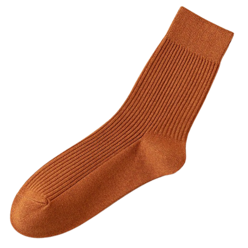 Chaussettes côteladas orange para homens da marca Farm To Feet, pacote com duas pares, detalhes de textura e acabamento confortável.