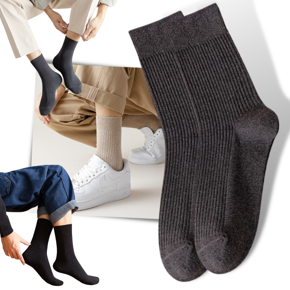 Chaussettes côteladas para homens da Farm To Feet, duas pares, tecido confortável e resistente para uso diário.