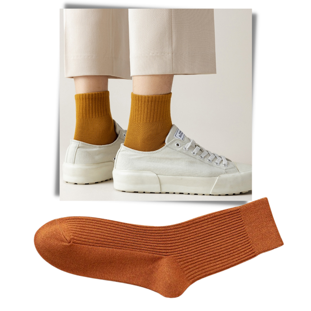 Chaussettes côteladas para homens da Farm To Feet, conjunto com duas pares, design confortável e elegante para uso diário.