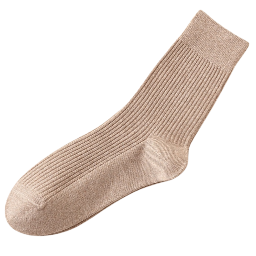 Conjunto de duas meias masculinas de canelado da Farm To Feet na cor cáqui, confortáveis e ideais para o uso diário.