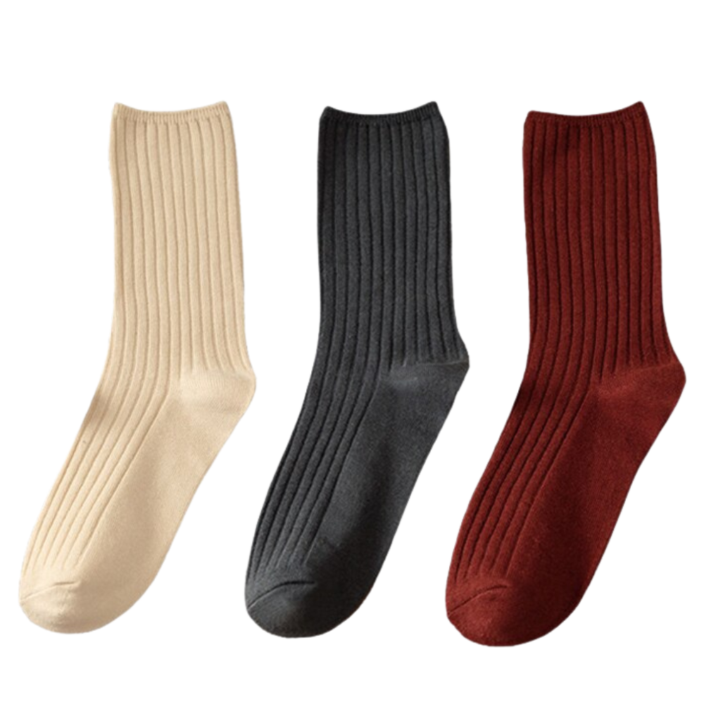 Conjunto de 3 pares de meias de algodão com acabamento côtelé para mulheres, estilo confortável e casual, da marca Sierra Socks.