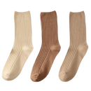 Três pares de meias de algodão com ribana para mulheres, marca Sierra Socks, mostrando detalhes de textura e cores variadas.