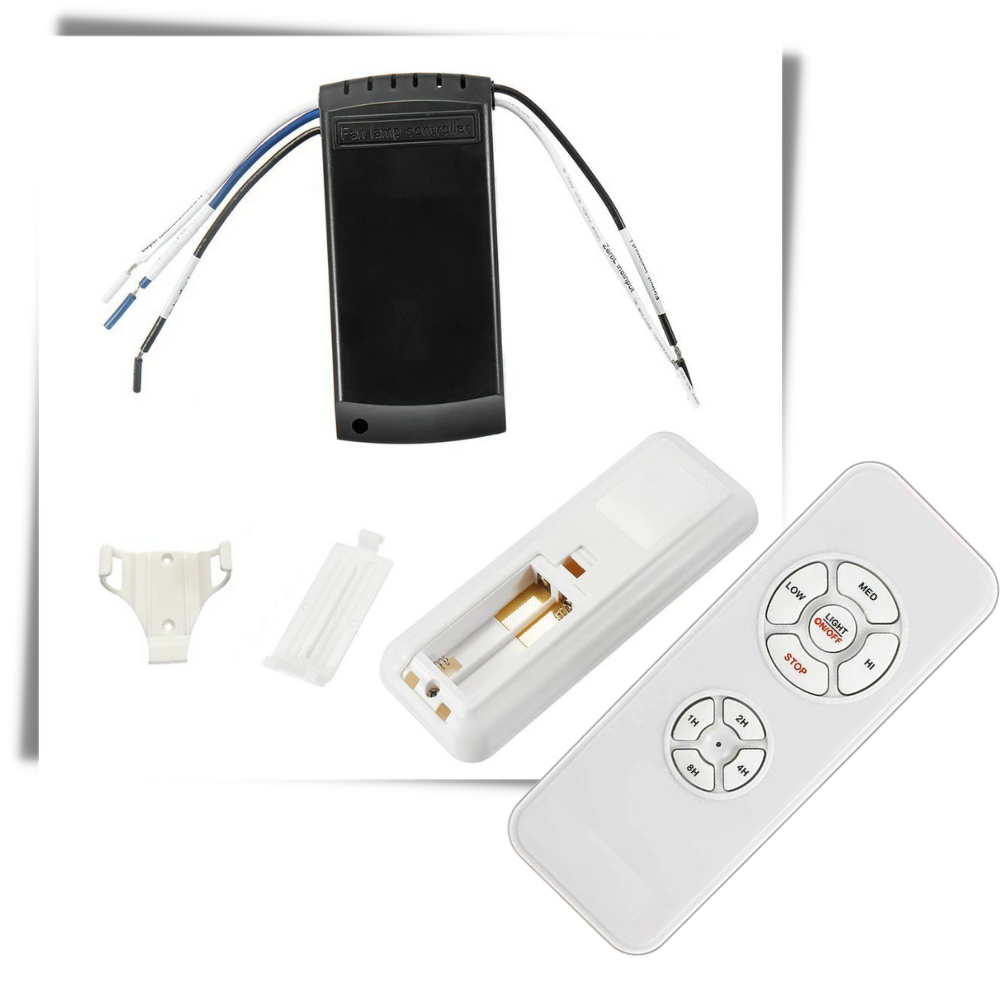 Controle remoto universal para ventilador Lphumex, acessório compatível, com botões para ajuste de velocidade e funcionamento.