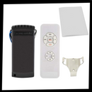 Controle remoto universal da Lphumex para ventiladores, apresentado na embalagem com botões para ajuste de velocidade e funções.