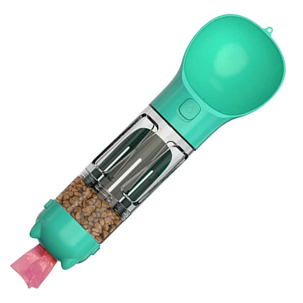 Dispenser de água e comida para animais da marca Peroptimist, recipiente azul de 300ml para alimentação de pets.
