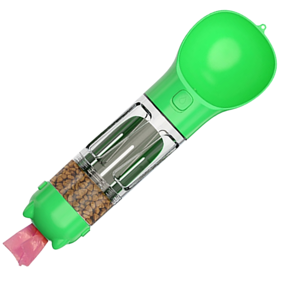 Bebedouro e comedouro para animais da marca Peroptimist, recipiente verde de 300ml para água e comida, ideal para pets.