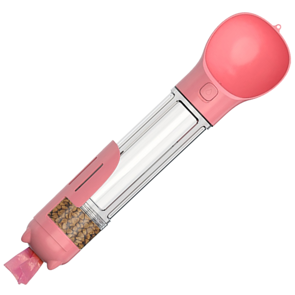 Bebedouro e comedouro para animais de estimação da Peroptimist, garrafa de 500ml rosa para água e comida.