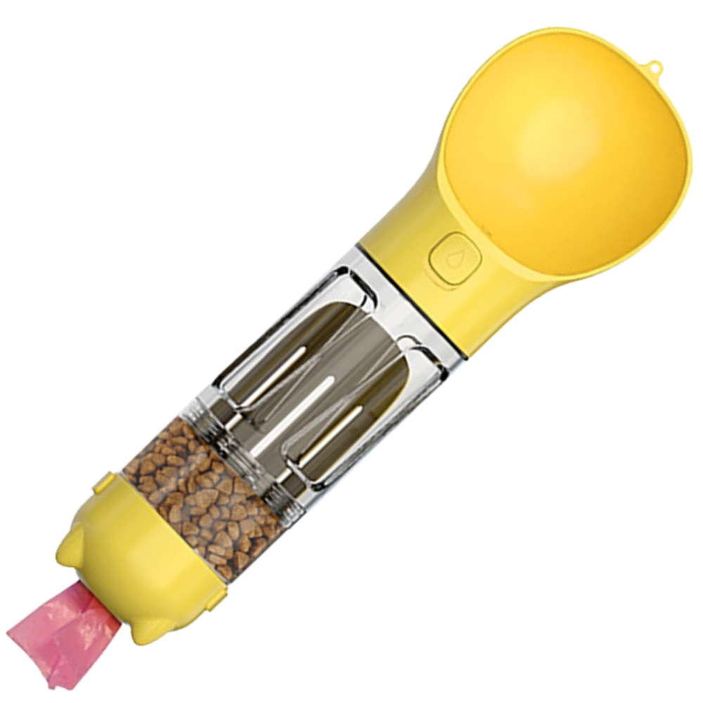 Bebedouro e comedouro para animais de estimação da Peroptimist, recipiente amarelo de 300ml para água e comida.