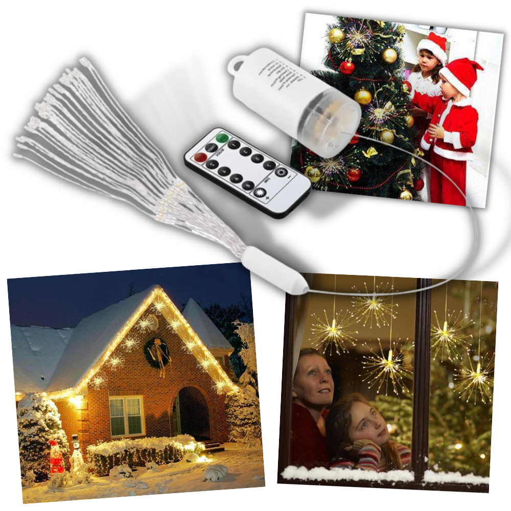 Guirlanda de luzes LED com efeito de fogos de artifício, iluminação decorativa da Thinkthankhome para festas e ambientes festivos.