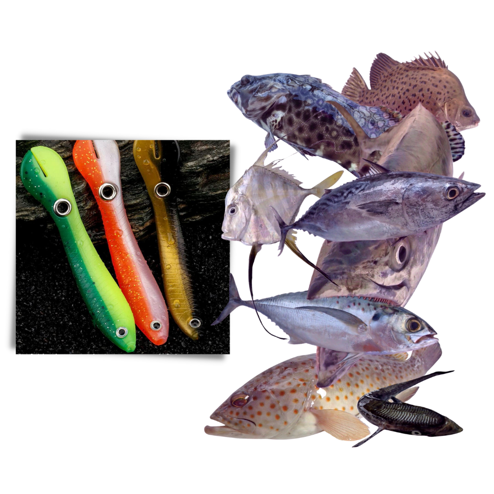 Conjunto de iscas artificiais para pesca da marca Jinyi, várias cores e tamanhos, ideal para pesca esportiva.
