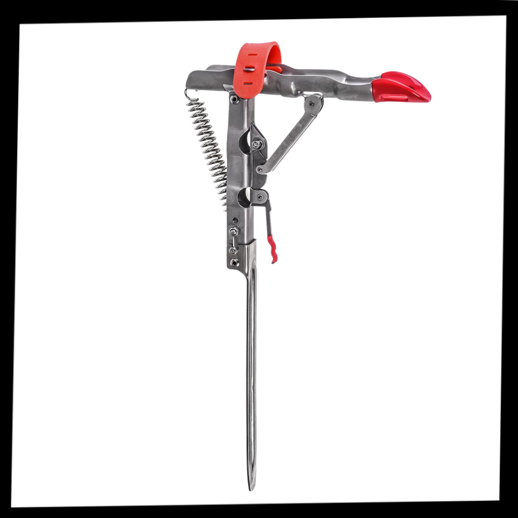 Suporte de cana de pesca Huitaisann com mola, em vermelho, ideal para prender varas de pesca com segurança.