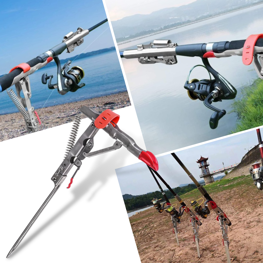 Suporte de canne à pêche Huitaisann com molas, resistente e ajustável para pesca esportiva, cor vermelha.