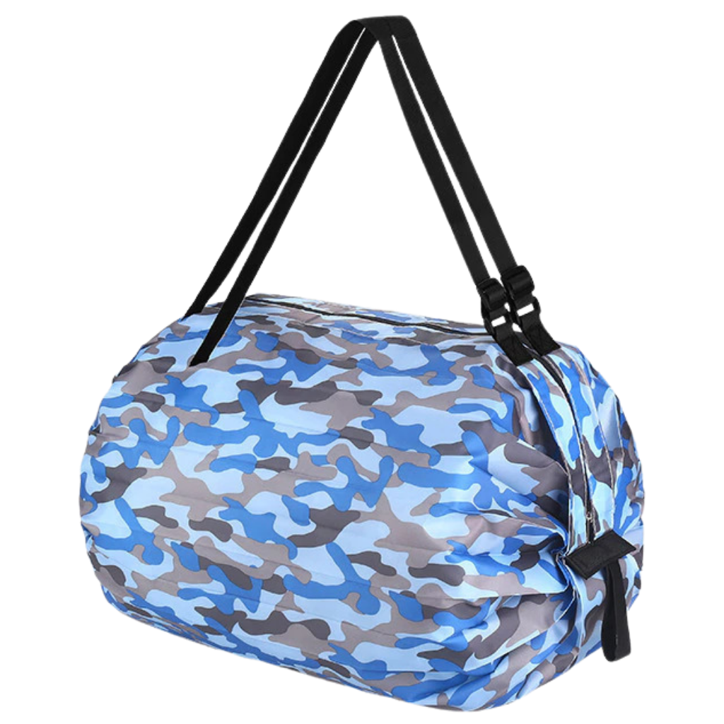 Sac de courses pliable et étanche de la marque Tmgone, sac à provisions bleu, facile à plier et résistant à l'eau.