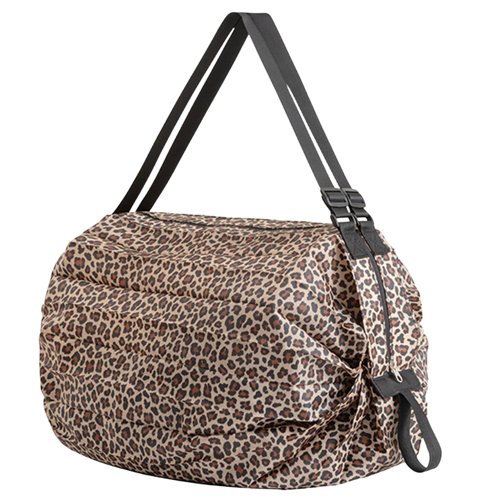 Sacola de compras dobrável e impermeável Tmgone com estampa de leopardo, ideal para transportar compras de forma prática e resistente.