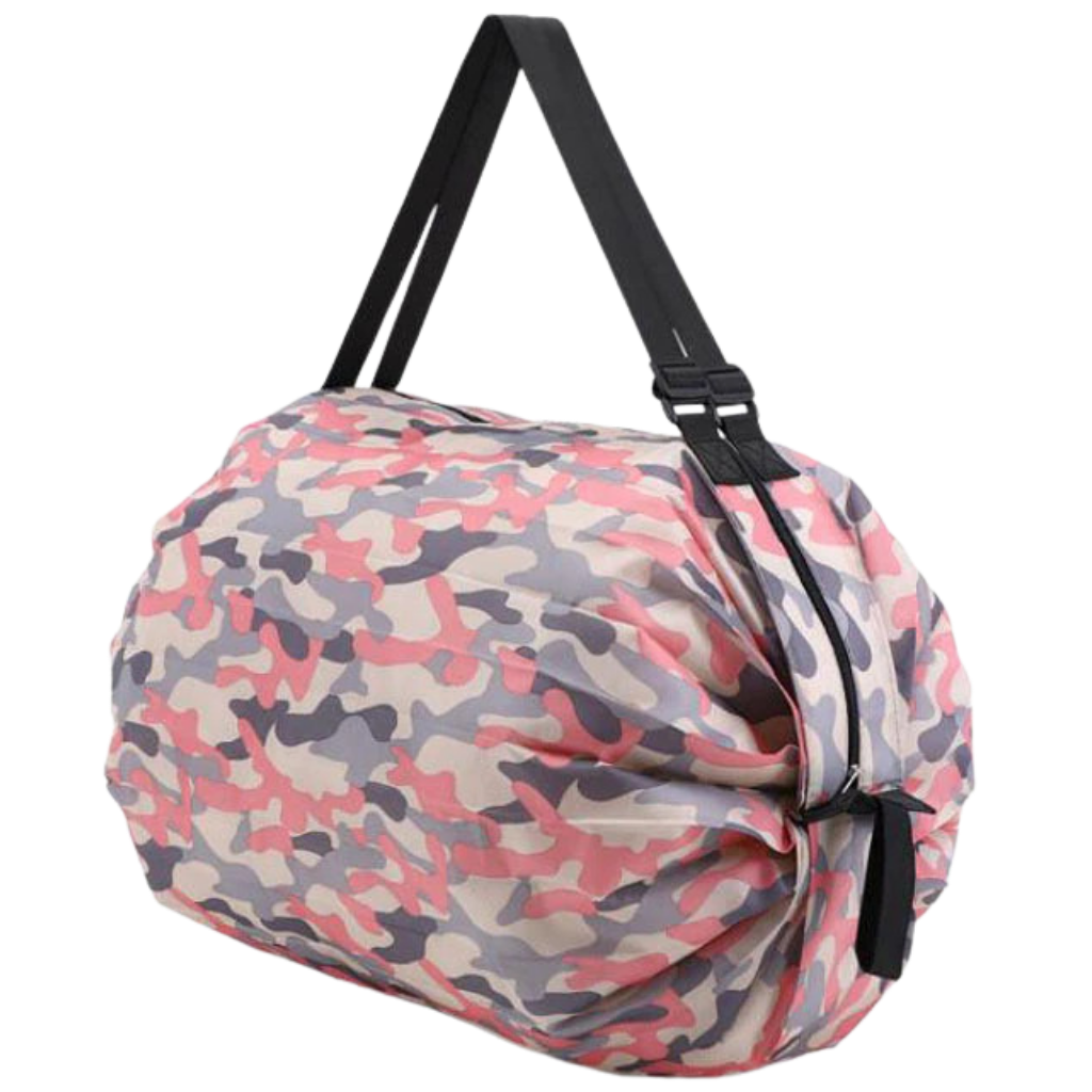 Sac de courses Tmgone, saco de compras dobrável e à prova d'água com estampa camuflada rosa, fácil de transportar e reutilizável.