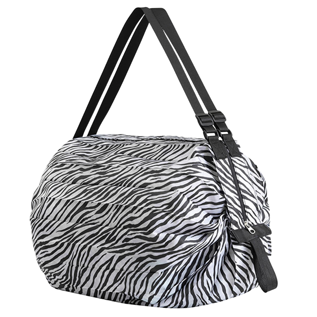 Sacolas de compras Tmgone, saco de supermercado dobrável e à prova d'água com estampa de zebra, fácil de transportar.