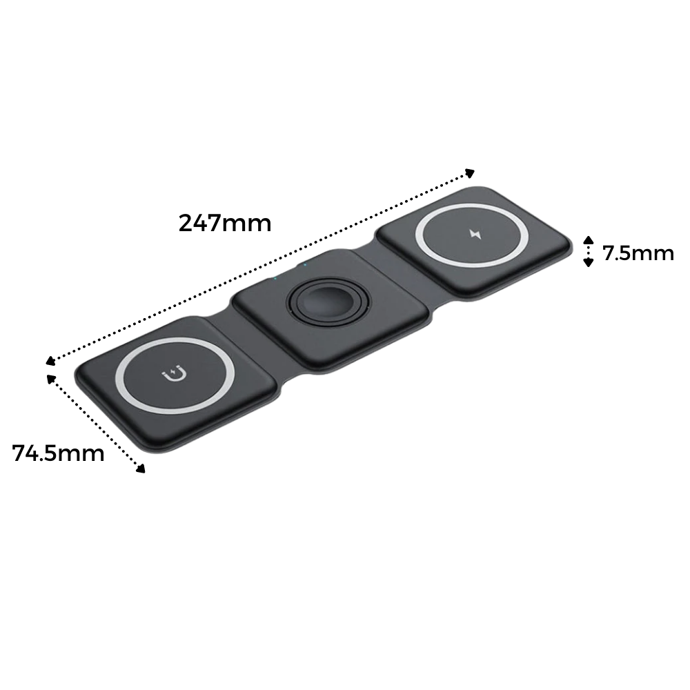 Carregador sem fio dobrável da Etepehi, dispositivo de alimentação portátil com design compacto e dobrável, ideal para viagens.