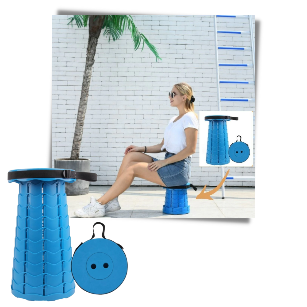 Taburete retrátil portátil New Ruicheng, assento dobrável, estrutura forte e estável, ideal para uso prático e compacto.