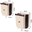 Lixeira suspensa multifuncional da Subekyu para cozinha, com design dobrável e dimensões compactas para organização eficiente.
