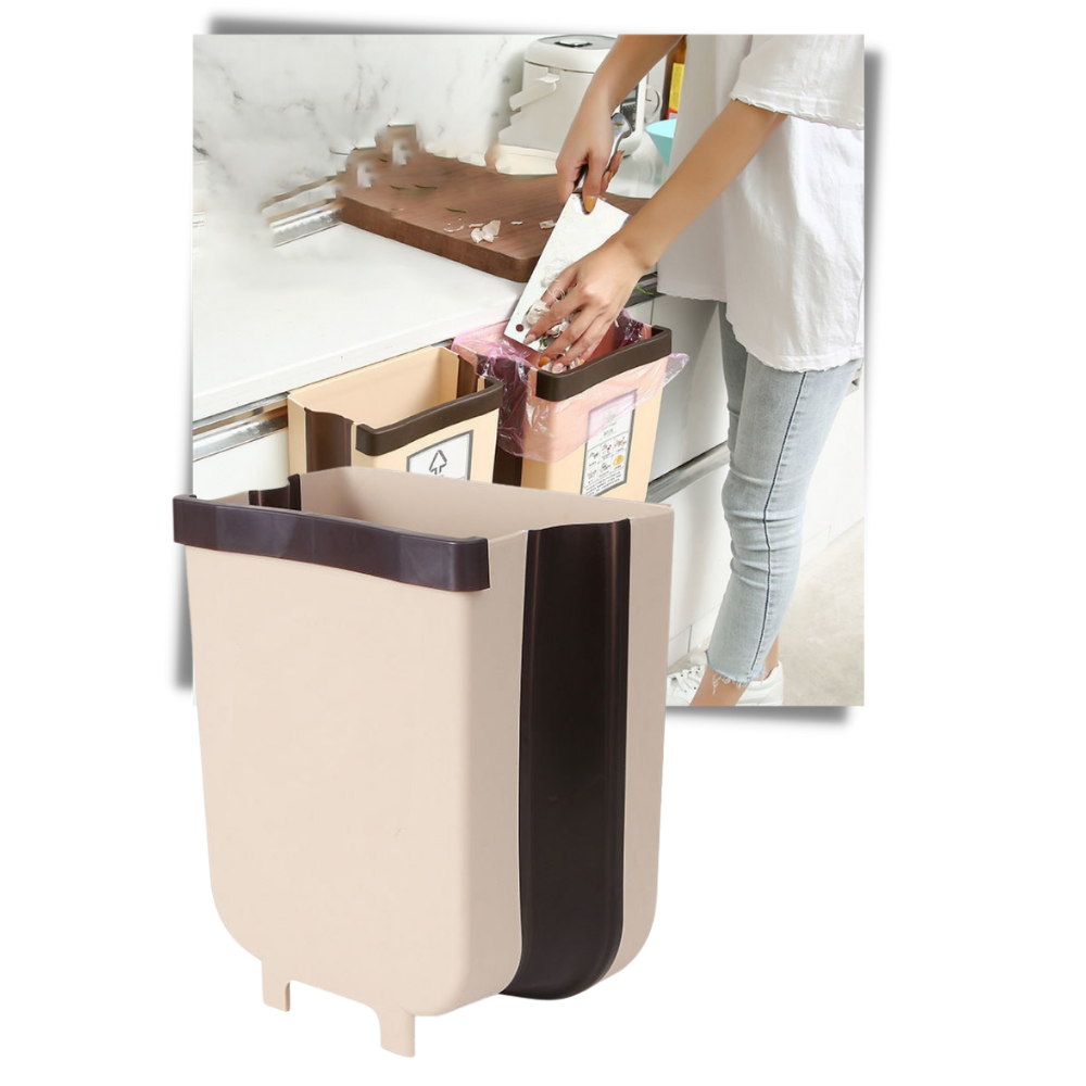 Lixeira suspensa multifuncional da Subekyu para cozinha, com design dobrável e fácil descarte de lixo.