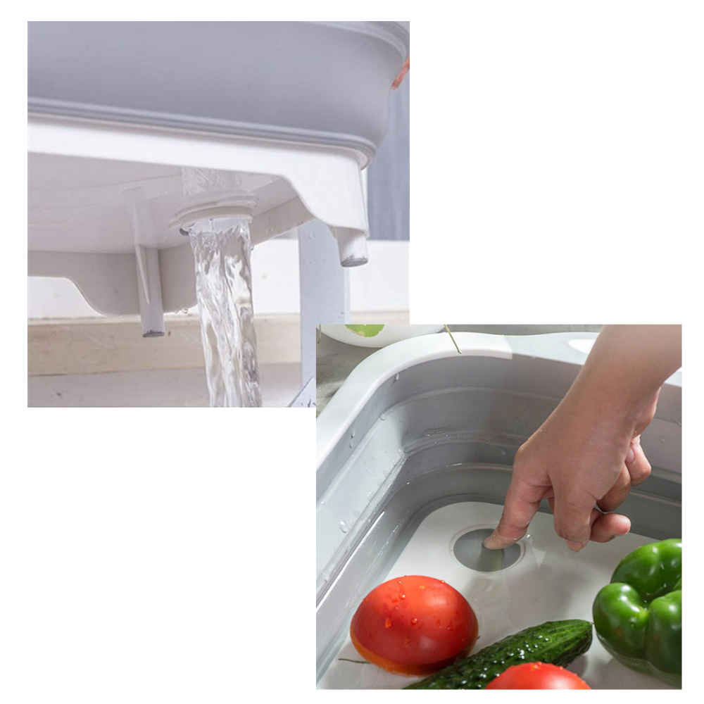 Tábuas de corte dobrável com cesta Miuline, utensílio de cozinha prático para cortar e escorrer alimentos facilmente.