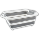 Bandeja de corte dobrável com cesta da marca Miuline, utensílio de cozinha cinza, com superfície e compartimento para ingredientes
