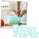 Conjunto de 8 sacos reutilizáveis de silicone para armazenamento de alimentos, marca A*Homeist, material de alta qualidade.