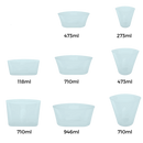 Conjunto de 8 sacos de silicone reutilizáveis para armazenamento de alimentos da A*Homeist, em diferentes tamanhos.