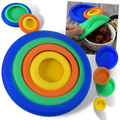 Conjunto de 4 tampas de silicone para alimentos, utensílios de cozinha e confeitaria, marca Oavqhlg3B, coloridas e flexíveis.