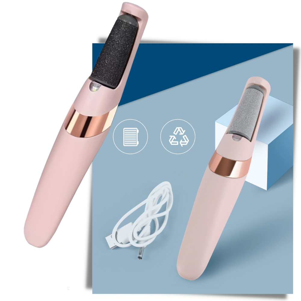 Lima elétrica recarregável Qhz para eliminar callosidades, ferramenta de cuidado dos pés com cabeça de lixa removível.