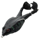 Isca de pesca em silicone em forma de rã da marca Awesitey, preta, para pesca esportiva, com 100mm de comprimento.