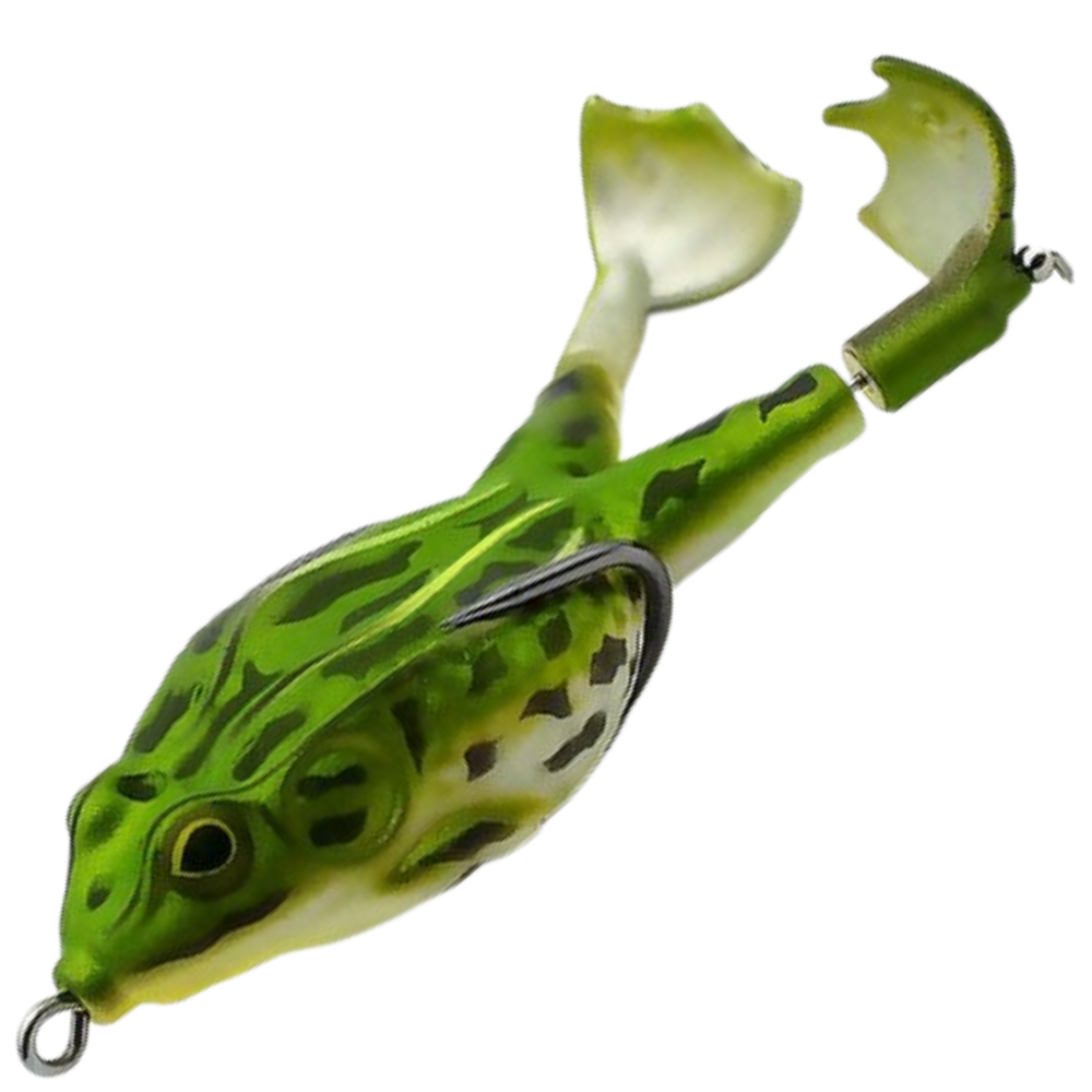 Isca de silicone Awesitey em forma de rã para pesca, de 100mm na cor verde, ideal para pesca com iscas artificiais