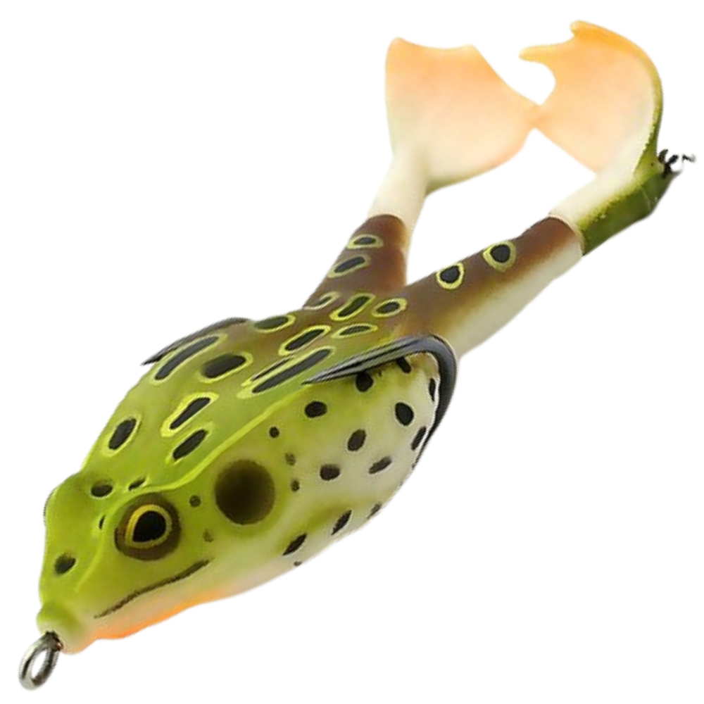 Isca de pesca em silicone em forma de rã da Awesitey, verde e marrom, ideal para pesca esportiva.