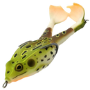 Isca de pesca em silicone em forma de rã da Awesitey, verde e marrom, ideal para pesca esportiva.