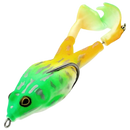 Iscas de silicone para pesca em forma de rã, modelo Awesitey, em verde e amarelo, com detalhes realistas para atrair peixes.