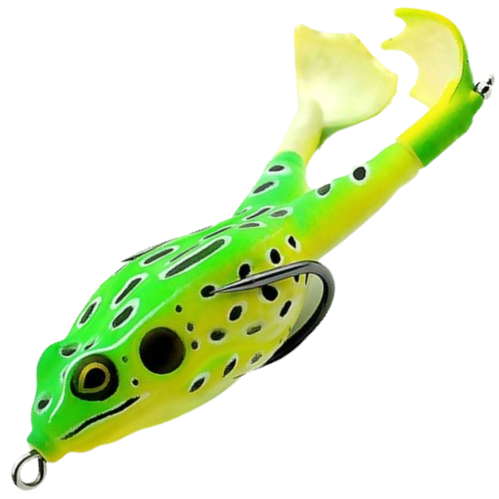 Isca de silicone para pesca em forma de rã, marca Awesitey, em verde claro, 100mm, ideal para pesca esportiva.
