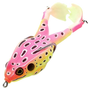 Isca de pesca em silicone em forma de rã rosa, marca Awesitey, com 100mm para pesca esportiva.