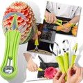 Conjunto de utensílios de cozinha Liveday para cortar e fatiar frutas, incluindo facas e acessórios práticos.