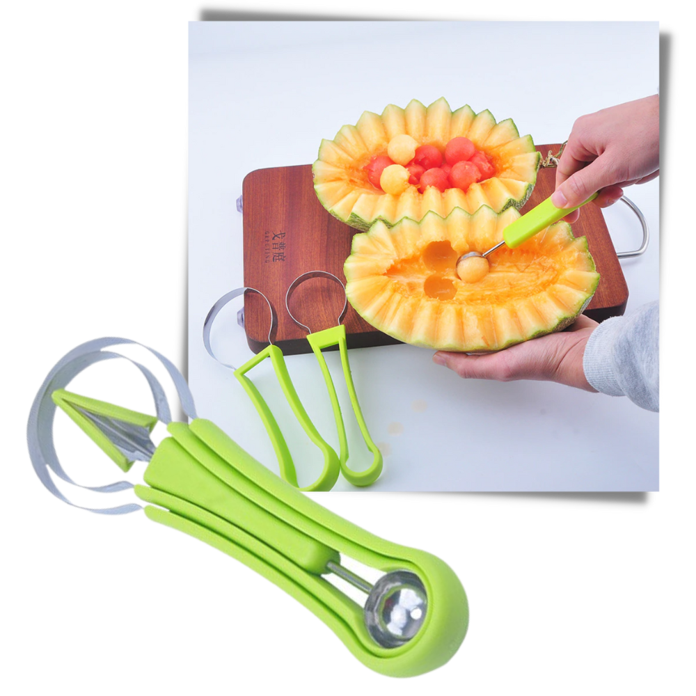 Conjunto de utensílios de cozinha Liveday para cortar e fatiar frutas, incluindo facas e ferramentas de decoração para frutas.