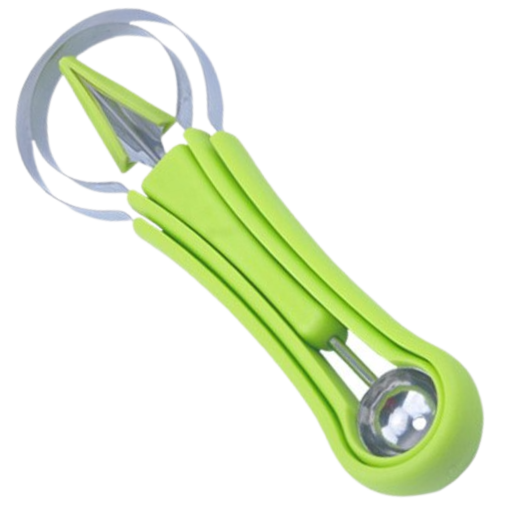 Conjunto de utensílios de cozinha Liveday com faca verde para cortar e fatiar frutas, com cabo ergonômico e lâmina afiada.