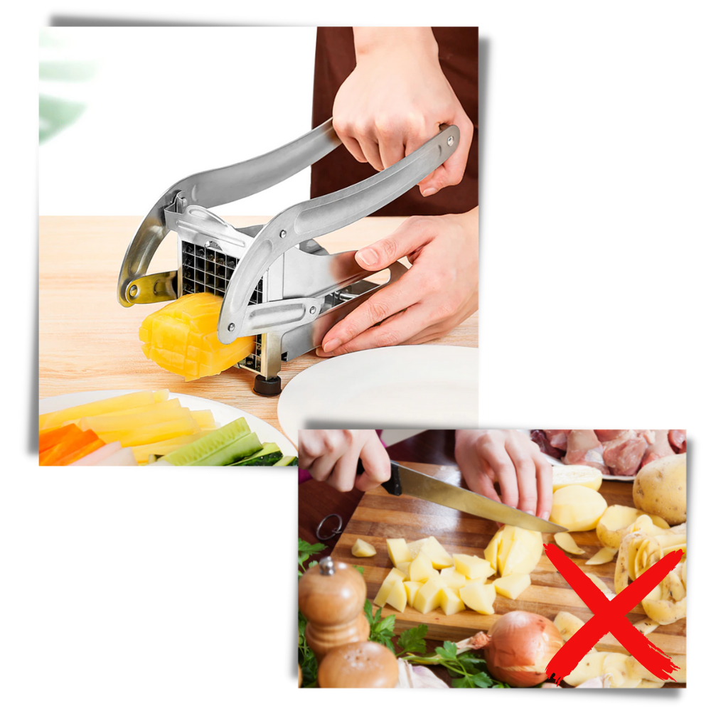 Máquina para cortar batatas da marca Duety, utensílio de cozinha para fazer batatas fritas uniformes.