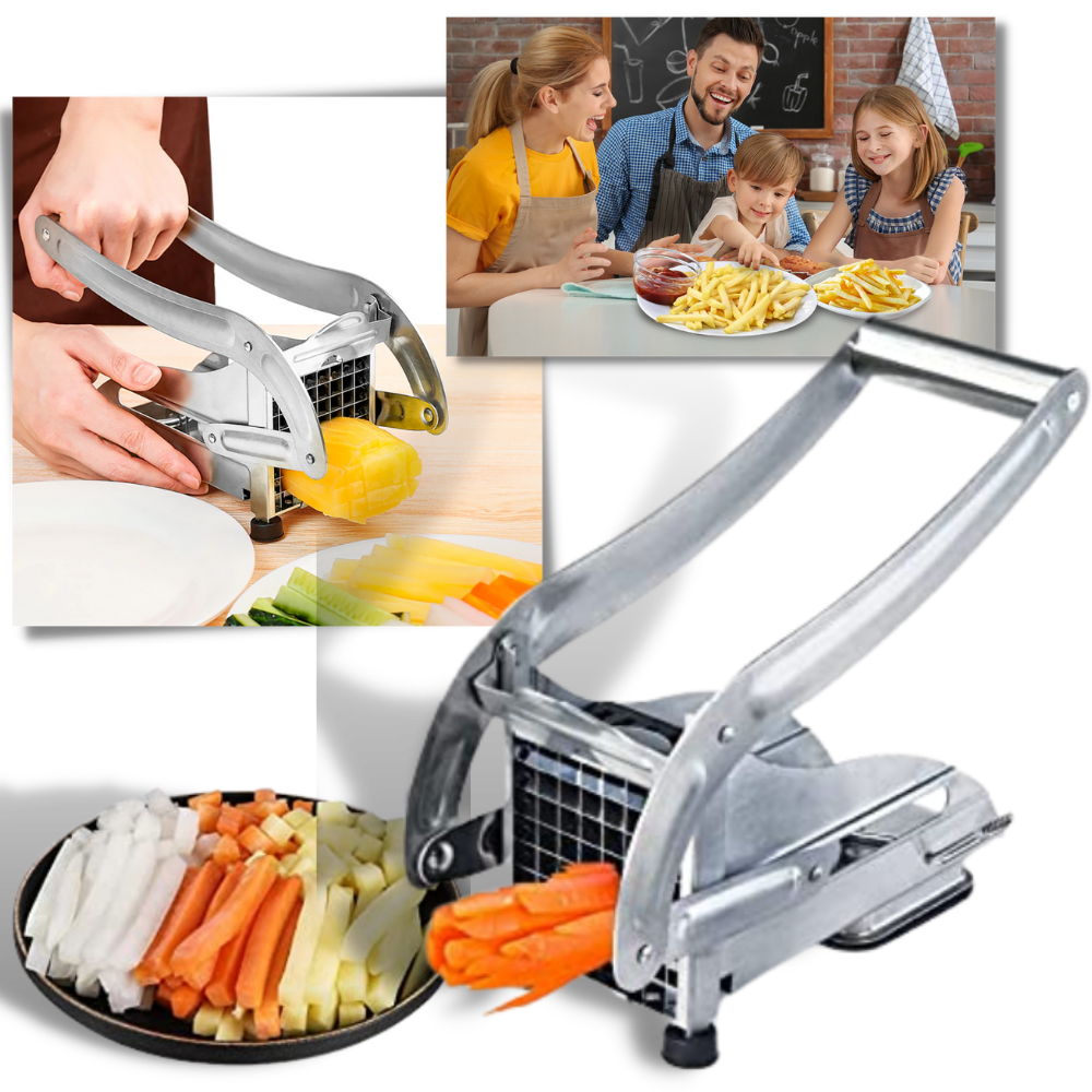 Fatia de máquina para cortar batatas fritas Duety, utensílios de cozinha com lâmina de aço inoxidável.